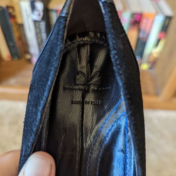 michael toschi black suede and patent leather chunky heel shoes sz 39 euc - Picture 5 of 7